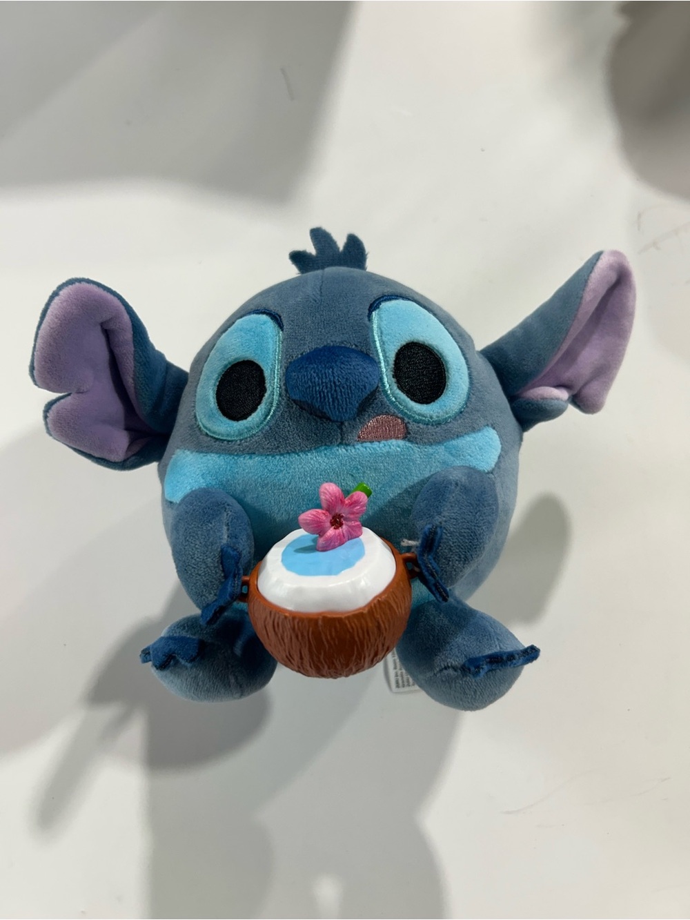 Disney Blue Stitch Plush with Purple Ear Accents and Coconut Accessory